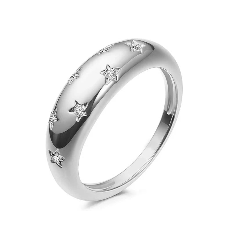 Lnngy Chunky Dome 1.5mm Moissanite Diamond Ring With Certificate 925 Sterling Silver Rings for Women Hiphop Party Jewerly Gift