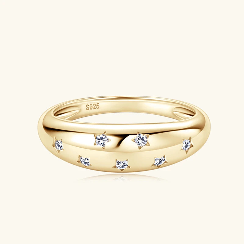 Lnngy Chunky Dome 1.5mm Moissanite Diamond Ring With Certificate 925 Sterling Silver Rings for Women Hiphop Party Jewerly Gift