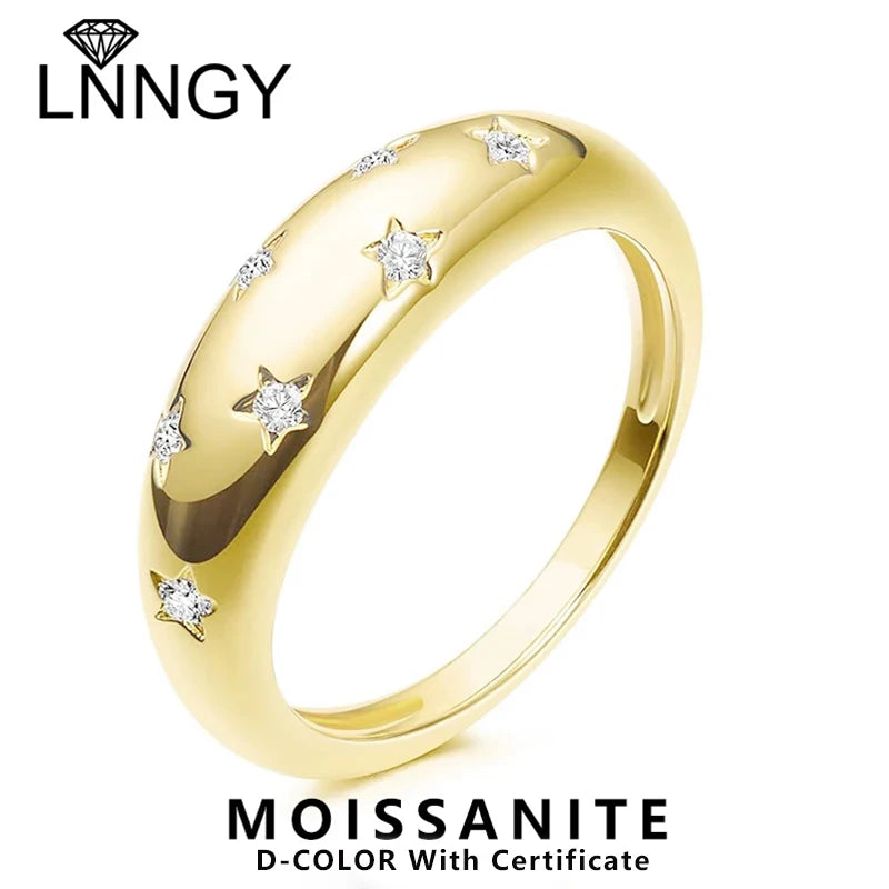 Lnngy Chunky Dome 1.5mm Moissanite Diamond Ring With Certificate 925 Sterling Silver Rings for Women Hiphop Party Jewerly Gift