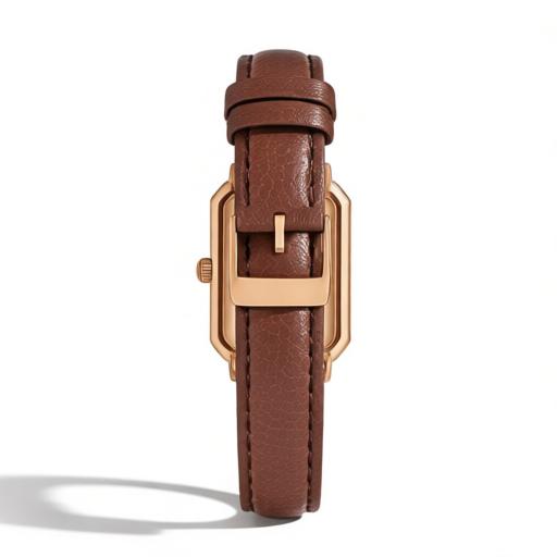 LUCKY FOX Rectangular Leather Strap Wristwatch