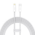 My Store Baseus white braided USB-C to Lightning charging cable with reinforced connectors for mobile devices