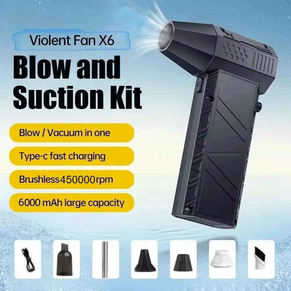 My Store portable handheld electric air duster and vacuum kit in black with multiple nozzle attachments
